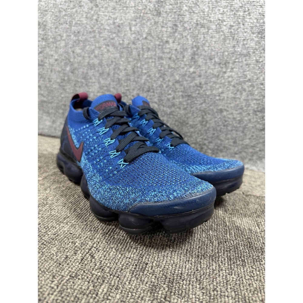 Nike Air VaporMax Flyknit 2 Shoes Mens 8 Blue Maroon Sneakers 942842-401 - Picture 9 of 14